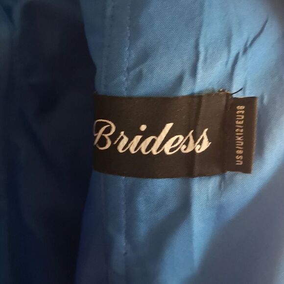 Bride's Mermaid Gown Plunging Neckline Royal Blue Size 8 - Picture 9 of 16